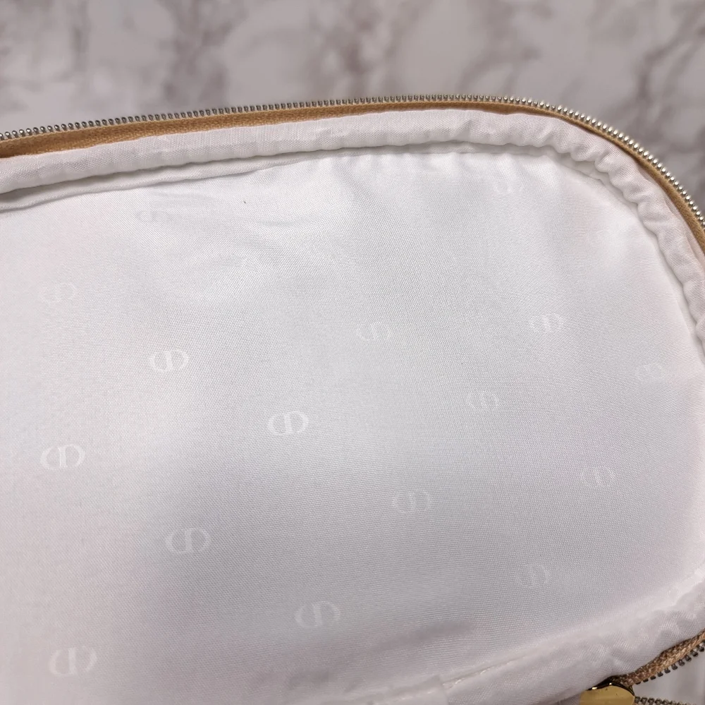 Dior 2025 Holiday Edition Gold Metallic Woven Top Handle Cosmetic Pouch